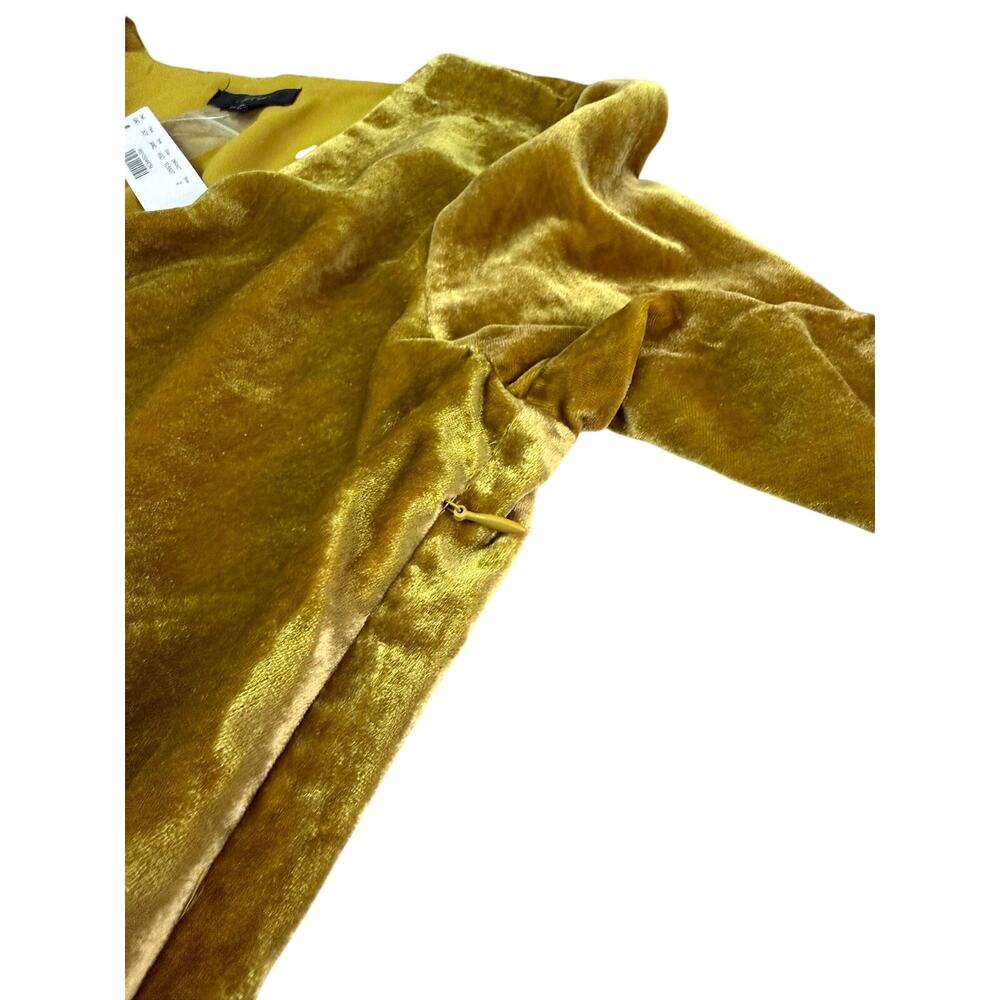 NWT J Crew Velvet Chartreuse Gold Belted Top V Neck Long Sleeve Side Zip - Picture 14 of 16